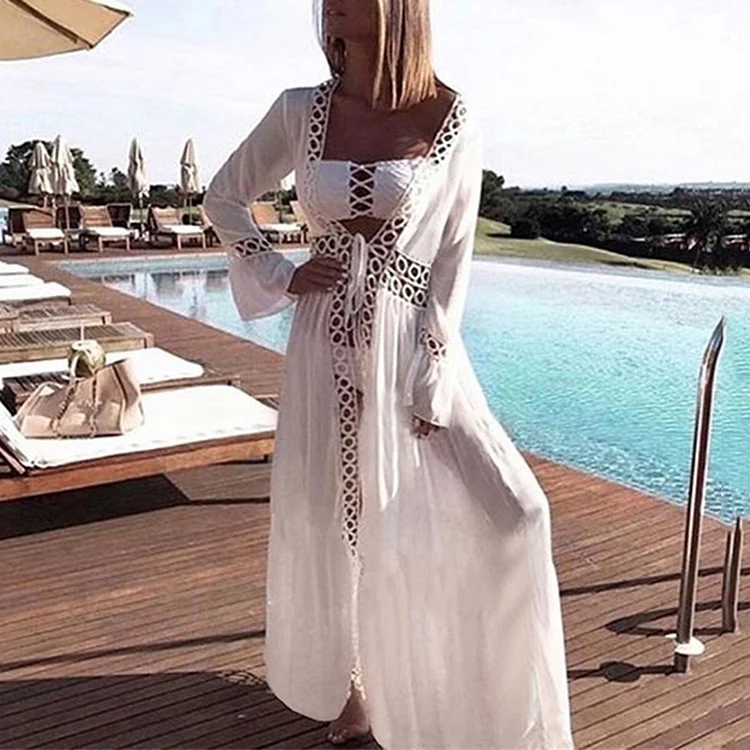 VChics Beach Resort Round Hole Lace Sunscreen Kimono