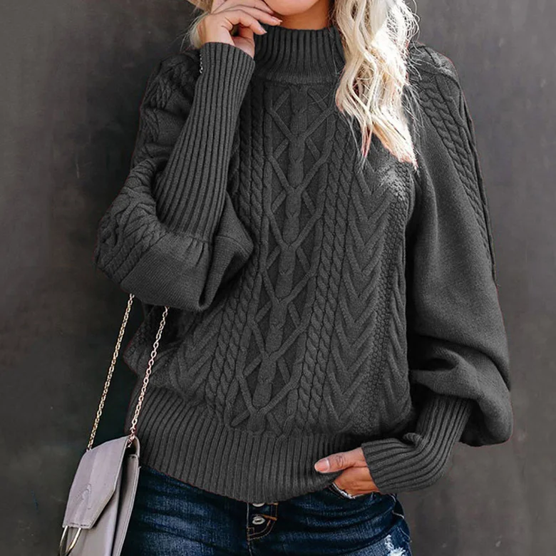 Retro Twist Loose Long Sleeve Knitted Solid Color Sweater
