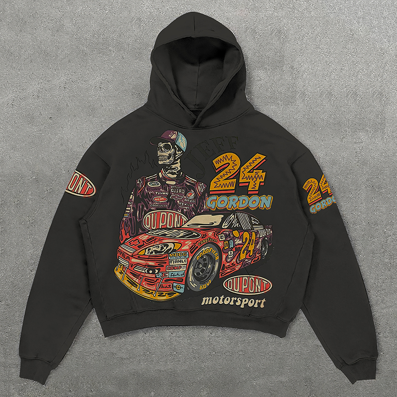 Fashion Personality Skull Print Casual Long Sleeve Fleece-lined Hoodie