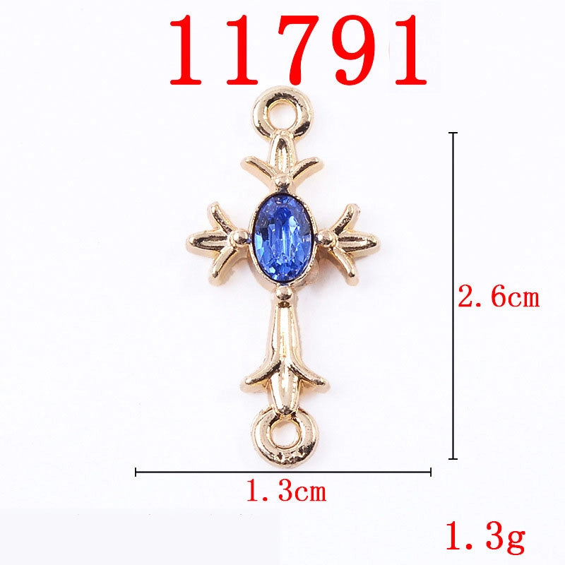 10 PCS/Package 13*26mm 21*26mm 31*37mm Alloy Crystal Pearl Cross Jewelry Accessories Pendant