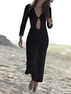 Laceknitted Hollow Thin Long Sleeve Bohemia Maxi Dress