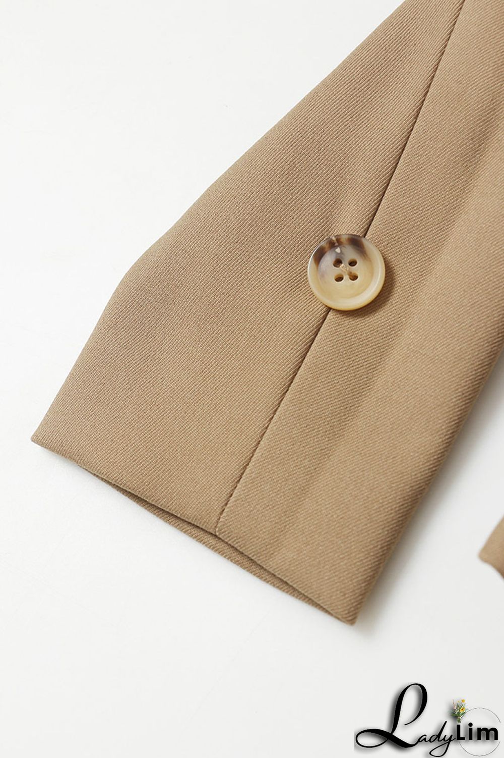 Khaki Street Solid Patchwork Turn-back Collar Outerwear