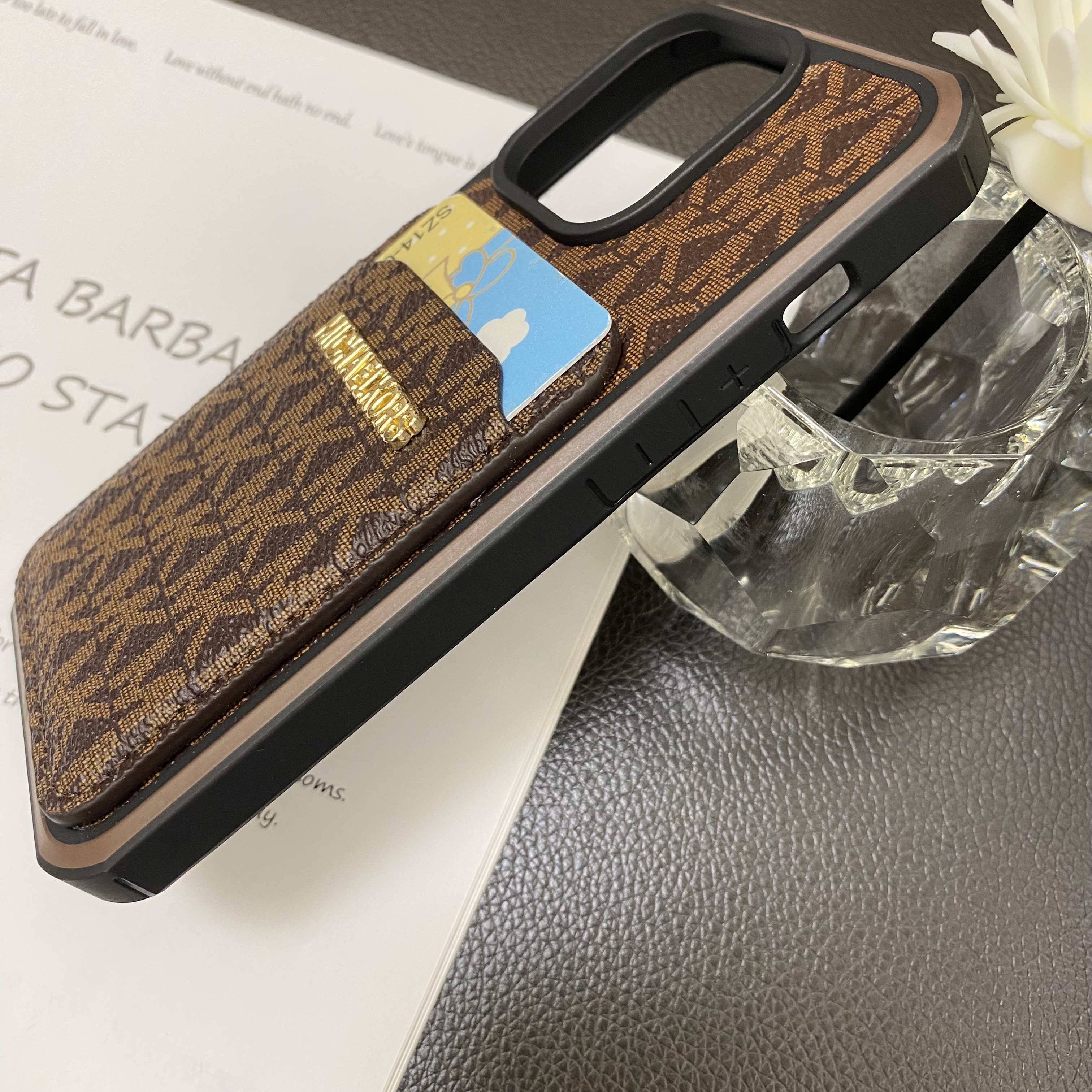 Luxury MK Back Card Slot Leather Apple iPhone Case