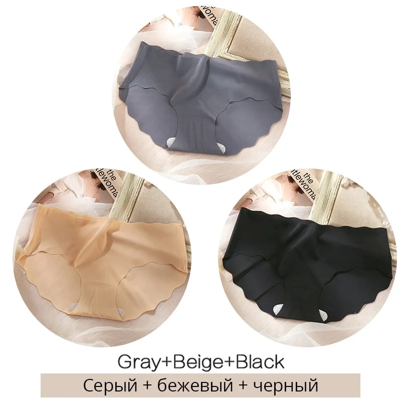 FINETOO M-XL Seamless Underwear Low Waist Solid Color Panties Women Rippled Underpants Girls Briefs Smooth Panty Female Lingerie