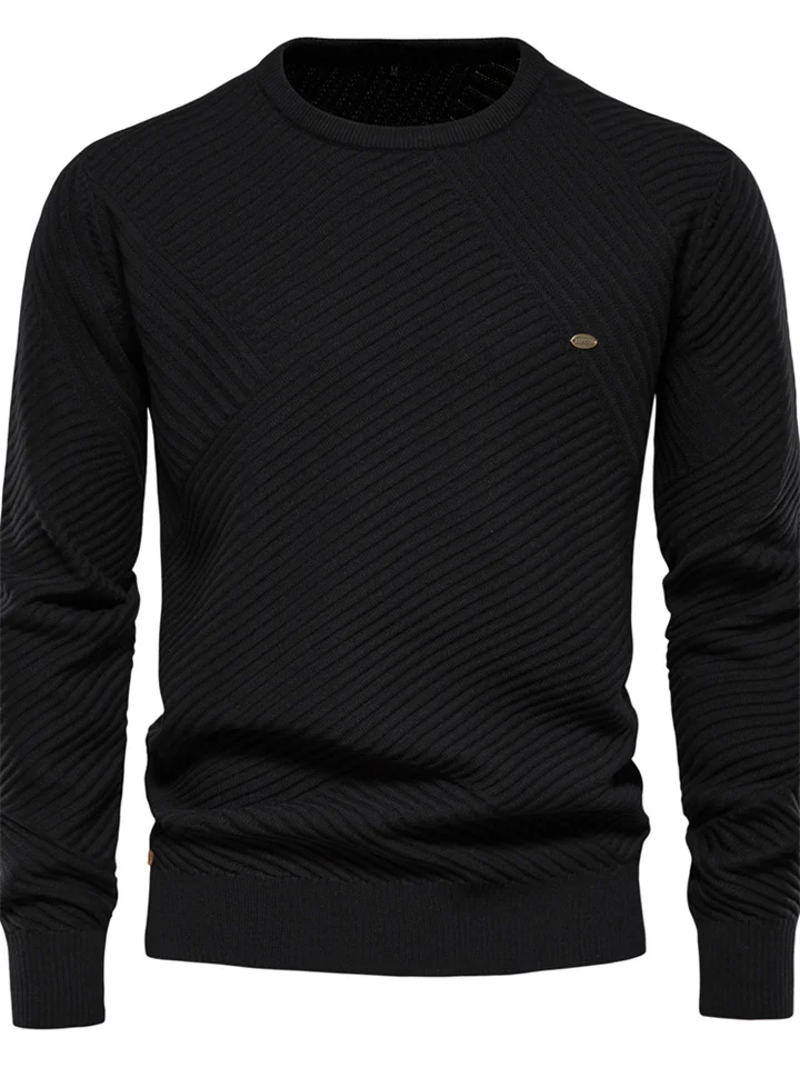 Men's Crewneck Solid Color Pullover Knit Sweater