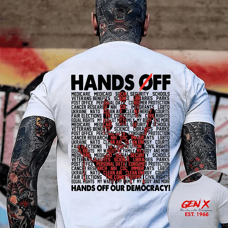 Generation X 2 Side T-shirt, Hands Off Our Future – Gen X Stands with Everyone Shirt, Unisex Hoodie, Custom Year Of Birth Sweatshirt