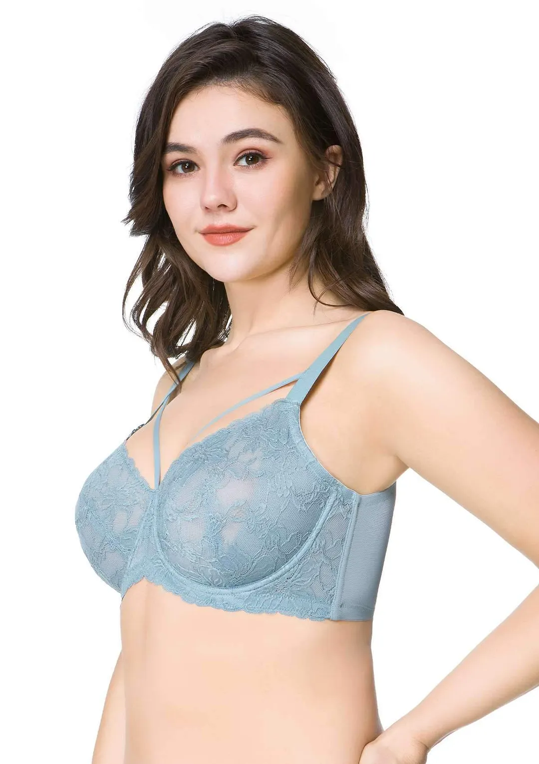 Pretty In Petals Black Unlined Strappy Lace Bra