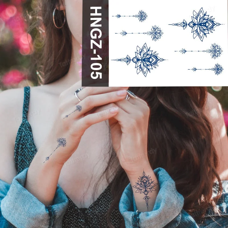 Juice Ink Tattoo Flower Rose Leaf Waterproof Temporary Bird Snake Sexy Body Arm Leg Henna Tattoo Fashion Big Fake Sleeve Sticker