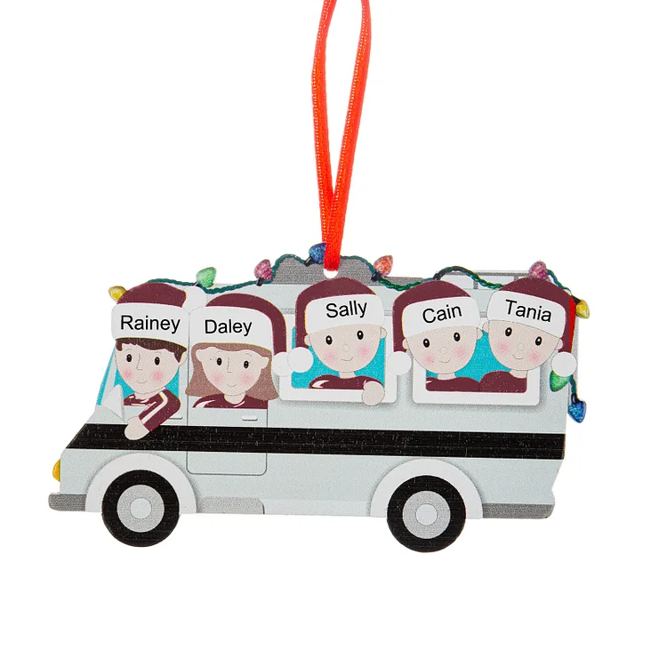 Personalized 2021 Christmas RV Ornament Custom 5 Names Home Decor for Family