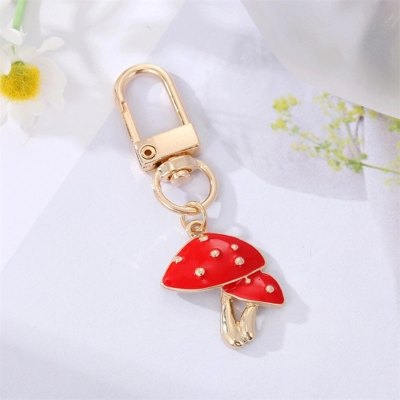 Colorful Oil Mushroom Feather Keychain Dried Flower Leaves Bag Pendant Accessories