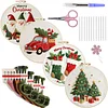 4pcs Christmas-DIY Embroidery Kit with Pattern Cotton Threads Needles Hoop Scissor 30*30cm tapestrymarket