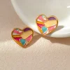 Colorful Joint Painting Heart Square Earrings