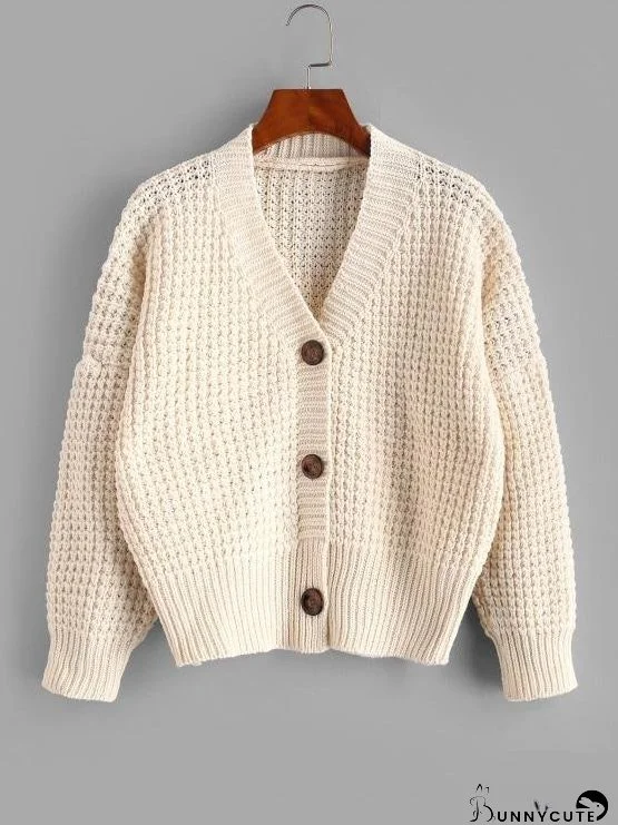 Drop Shoulder V Neck Chunky Cardigan for Women