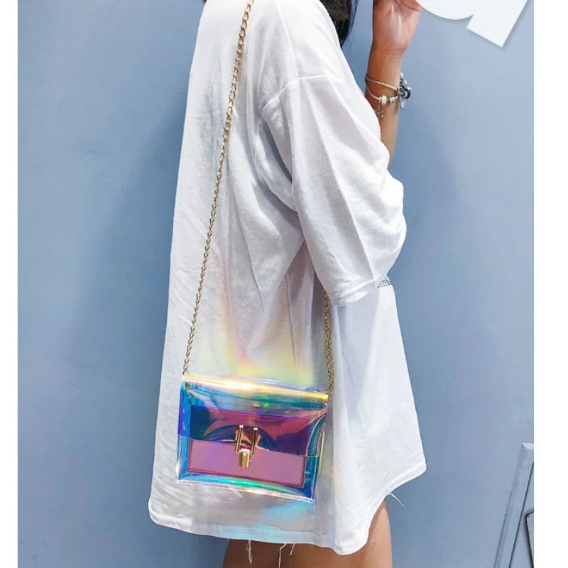 Women Shoulder Bag Fashion Laser Transparent Crossbody Bags Messenger Shoulder Beach Bag 2020 New Design Shoulder Bags
