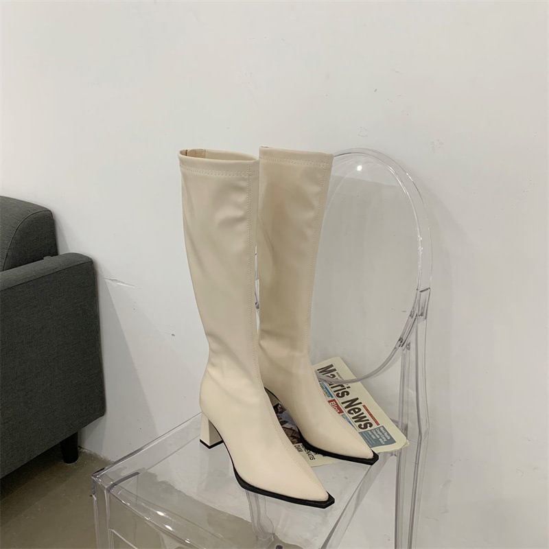 Leisure Super Fiber Coarse Heel High Boots Female-PABIUYOU- Women's Fashion Leader