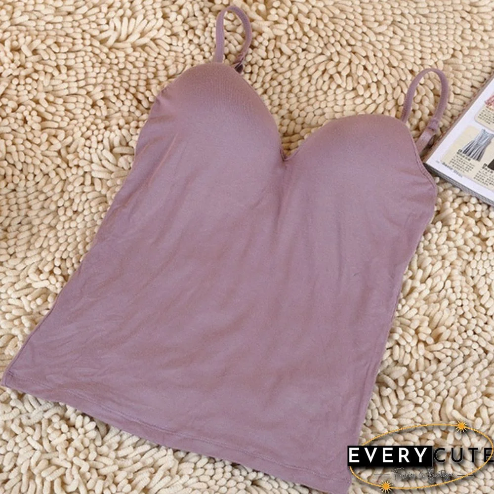 Womens Padded Bra Tops V Neck Camisole Straps Push Up Bra Vest Tank