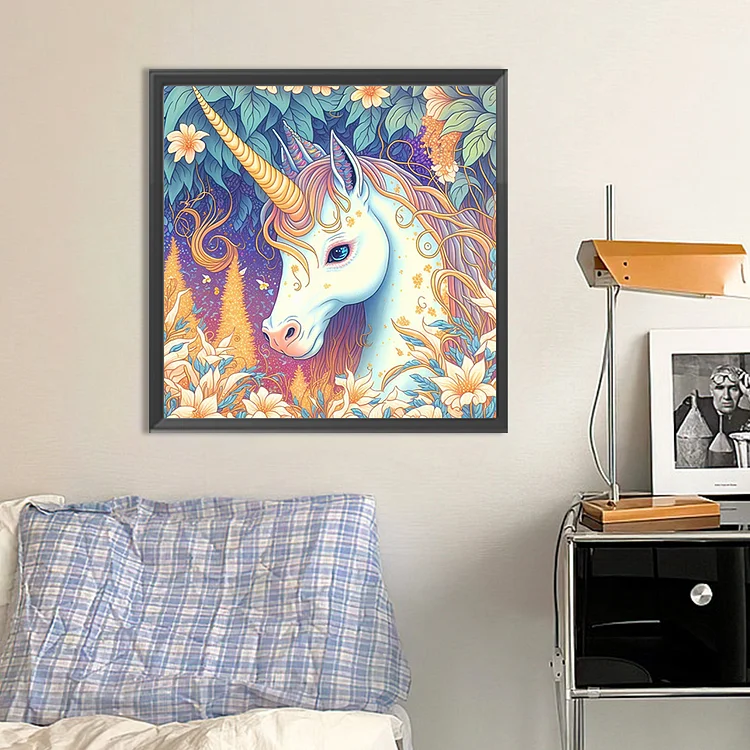 Rainbow Unicorn 40*50cm(picture) full round drill diamond painting with 4  to 12 colors of AB drill