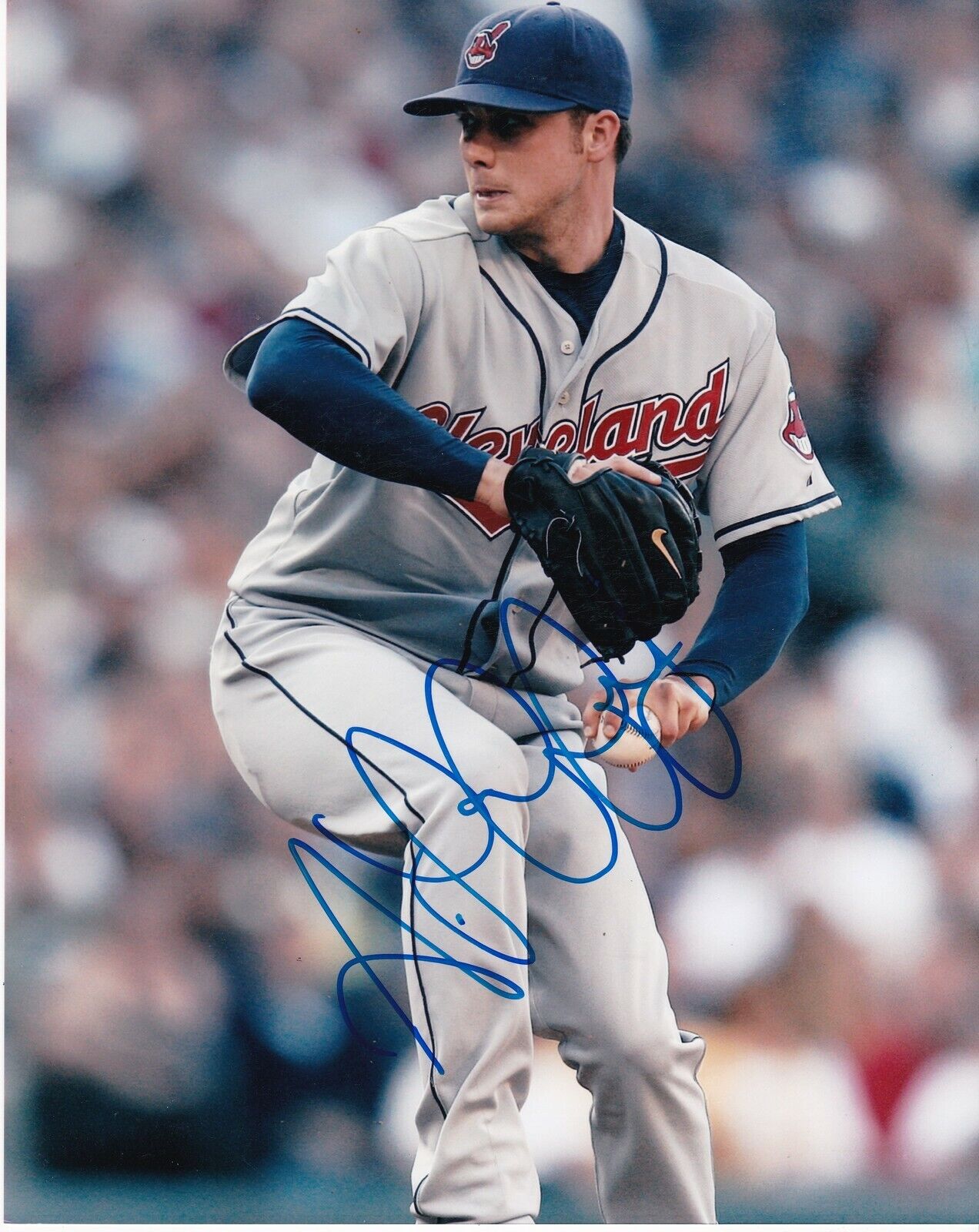 AARON LAFFEY CLEVELAND INDIANS ACTION SIGNED 8x10