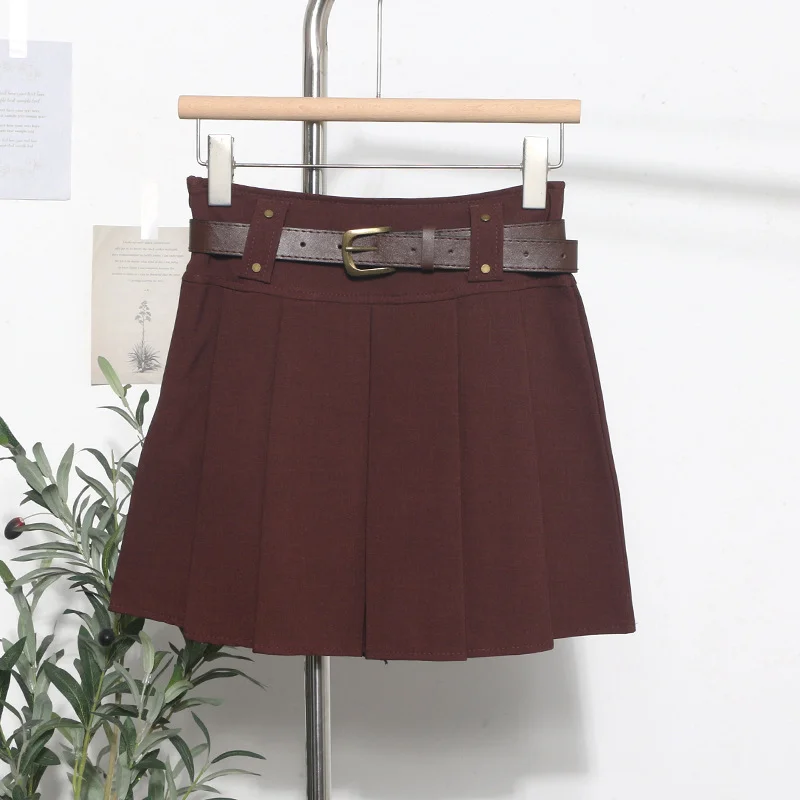 Uveng S-2XL 100-Folded Skirt Woman 2024 Autumn And Winter Suit Half-Dress Korean Version A Word High Waist Half-Body Skirt 1289
