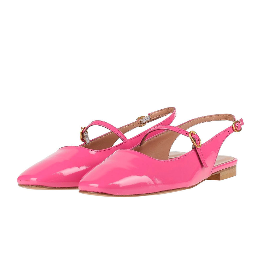 Pink Patent Leather Pointed Toe Slip-On Mary Jane Slingback Flats  Nicepairs