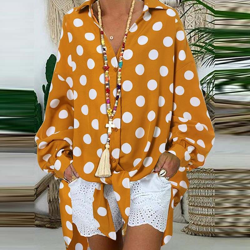 Autumn Printed Shirts Women's Polka Dots Blouse ZANZEA 2022 Stylish Button Long Sleeve Blusas Female Tunic  Chemise