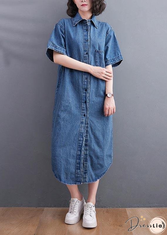Short Sleeve Denim Shirt Skirt For Women Summer