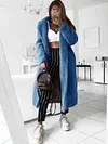 Fashion Plush Solid Color Long Sleeves Lapel Collar Coat