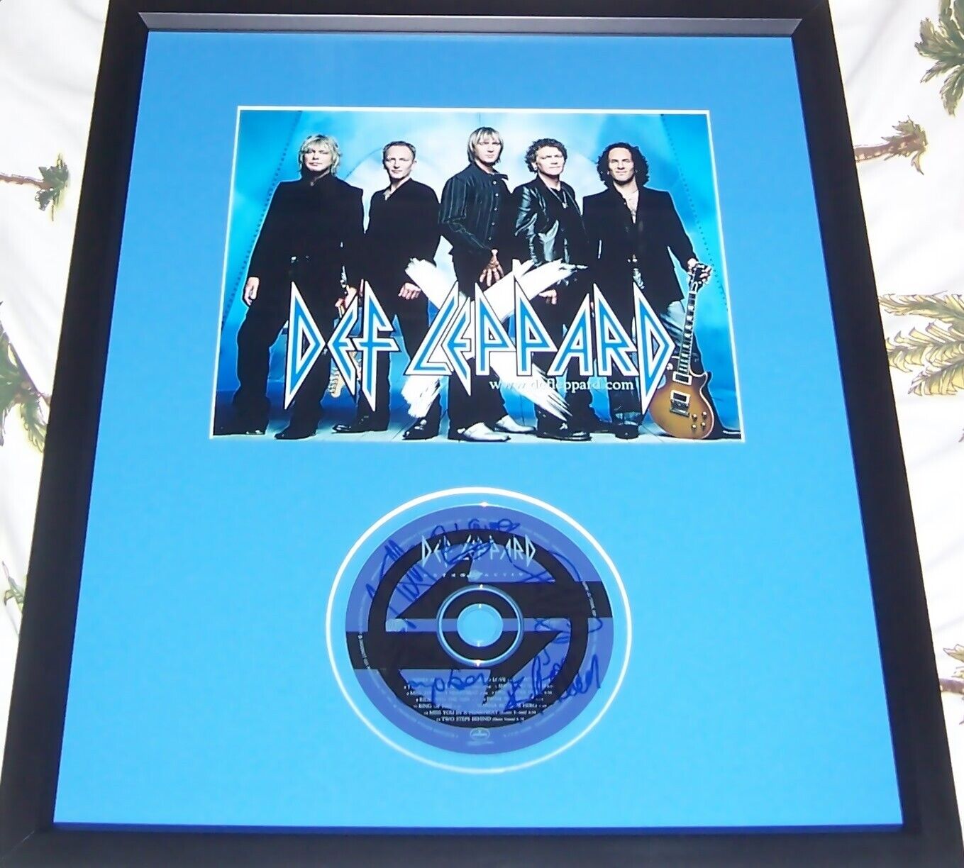 Def Leppard all 5 autographed signed autograph RetroActive CD framed 8x10 Photo Poster painting