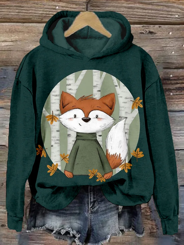 Comstylish Lovely Cartoon Fox Graphic Vintage Comfy Hoodie