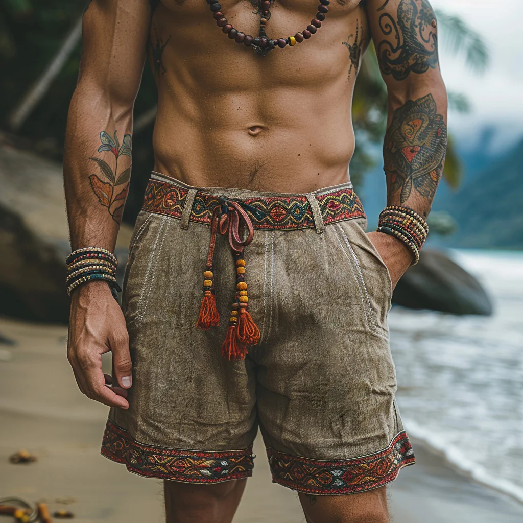 Retro Ethnic Casual Linen Shorts Style Shorts