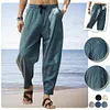 Pantaloni casual larghi da uomo in cotone e lino