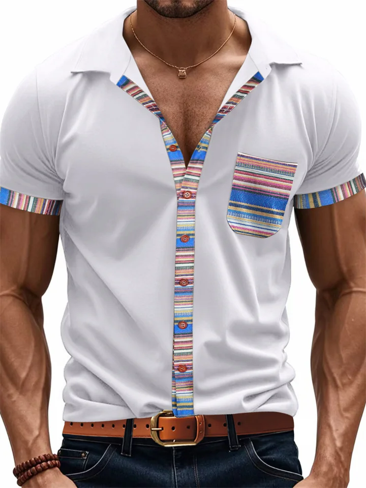 New Summer Men's Casual Luxury Bohemian Short-sleeved Shirt-JRSEE