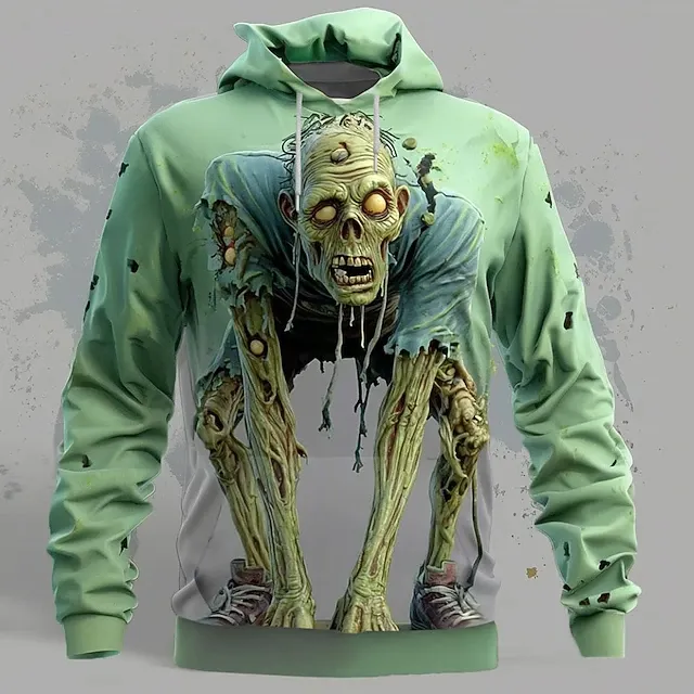 Men's Halloween Optical Illusion Zombies 3d Print Hoodie  artssus