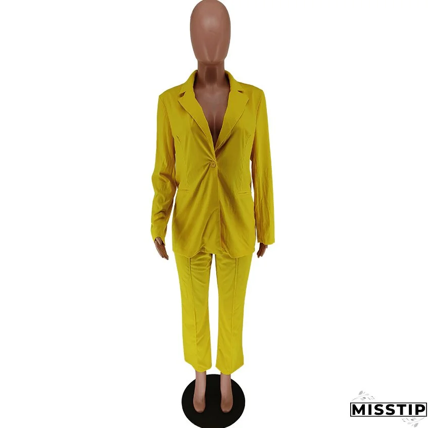 Fall Fashion Solid Color Women's Blazer Two Piece