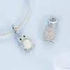 Luminous Owl Pendant Charm Fit For Bracelet And Necklace 925 Sterling Silver