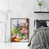 [Limited stock-Cross Stitch]Flowers On Windowsill-Full Embroidery 2 Strands 14CT Stamped Cross Stitch-35*47CM
