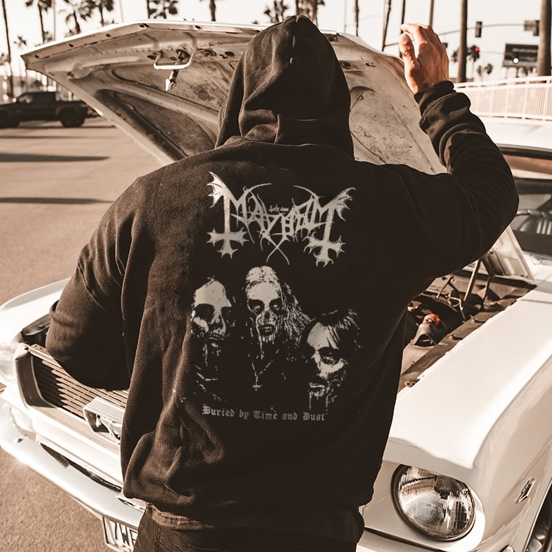Designer skull portrait letter print hoodie - Krazyskull