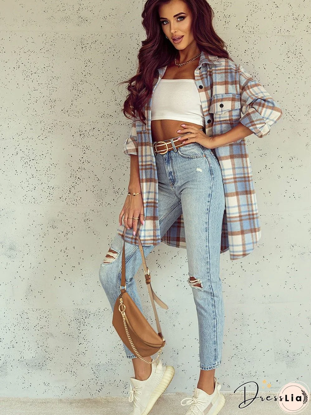 Blue and Brown Plaid Shirt