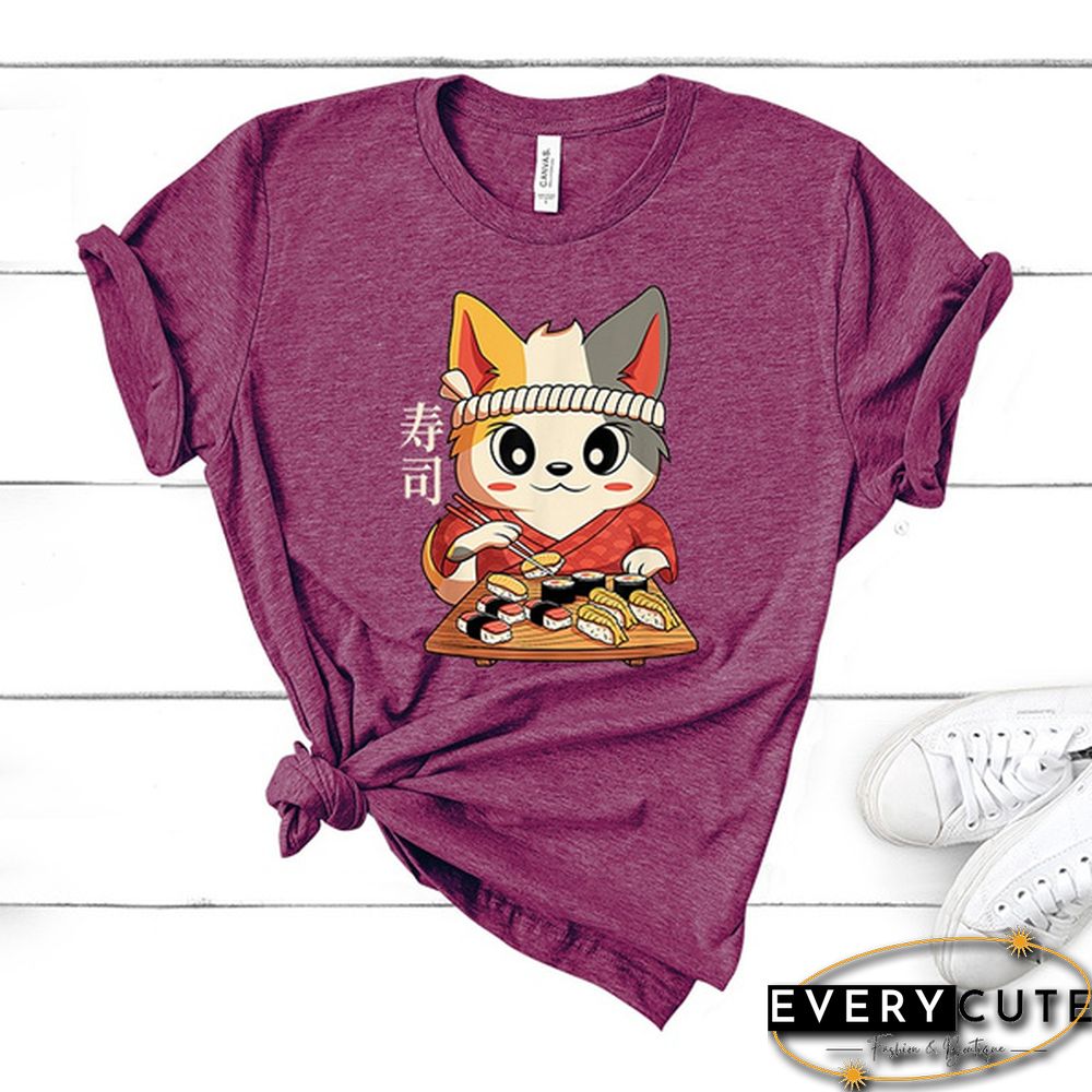 Fashion New Sushi T-Shirt Men And Women Cartoon T-Shirt Harajuku Streetwear T-Shirt Casual Tops Tees