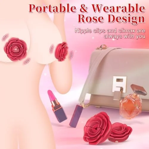 Rosette - Rose-shaped Nipple Toys Nipple Clamps Adjustable Vibrator With Remote Control