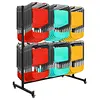 [US Local Warehouse] Folding Chair Rack with Locking Rubber Wheels Folding Chair Cart 88 Lbs Capacity Chairs Storage Dolly for Weddings & Events