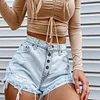 Women's Super High Waist Denim Ripped Shorts Smiley Face Print Sexy Hot Pants Shorts by Inlyline