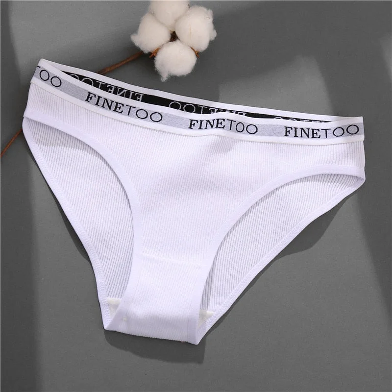 FINETOO Women Cotton Underwear Pantys Lingerie Letter Underpants Ladies 9 Solid Colors M-XXL Woman Sexy Panties Briefs Girls
