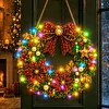 DIY Special Shaped Diamond Painting Wreath, Double-Sided Printing Christmas Wreath Hanging with LED Light Decor Kit 