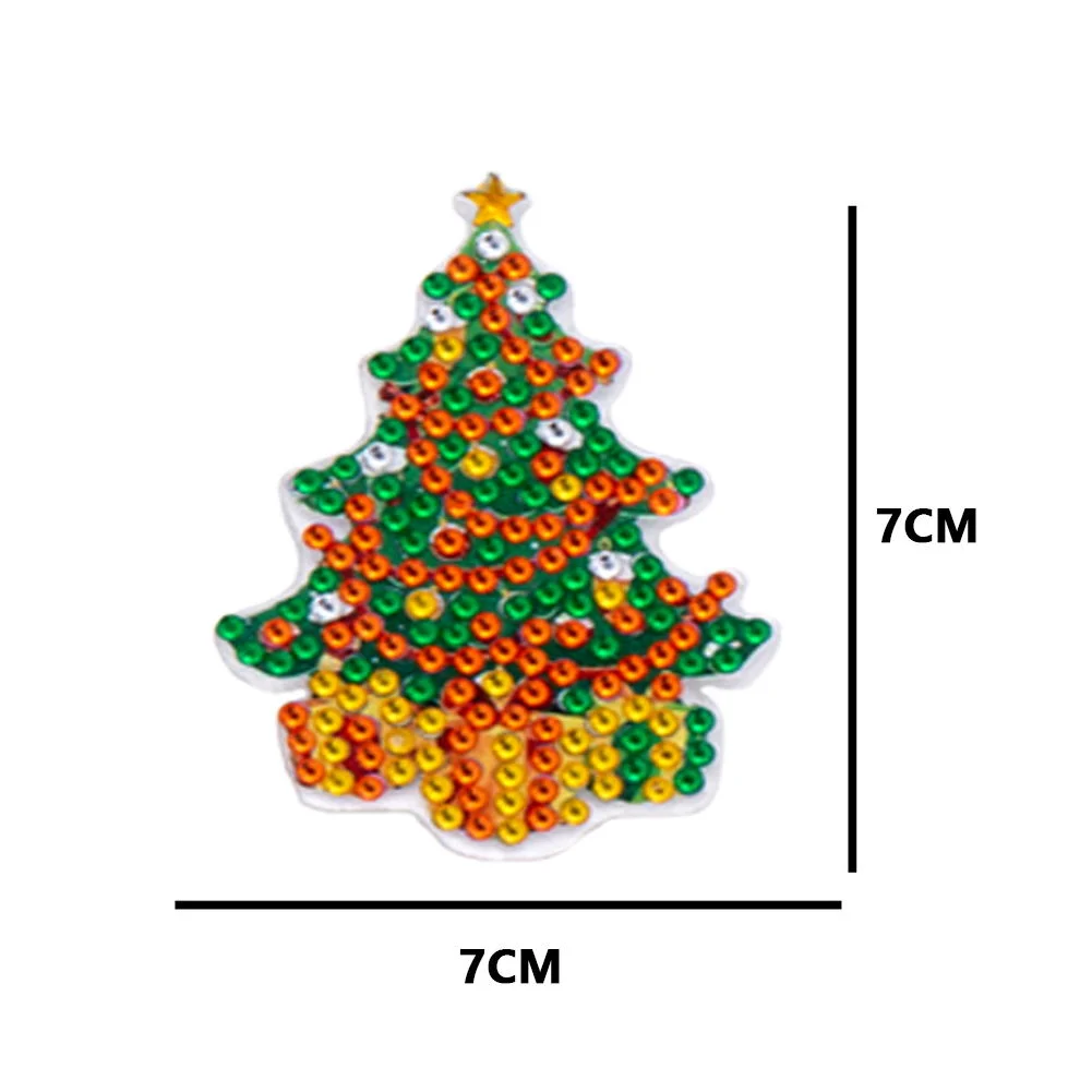 5pcs Diamonds Painting Keychain Christmas Tree Crafts DIY Key Ring Decor(Double Side)