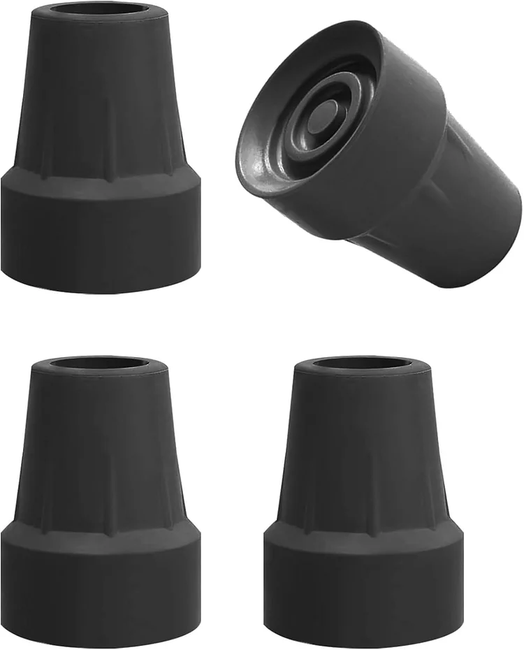 OBTANIM 4 Pack 3/4 Inch Replacement Rubber Cane Tips for Canes Crutch Walking Sticks and Walkers (Black)