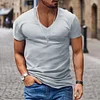 Men's Casual V-neck Solid Color Short-sleeved T-shirt by Inlyline