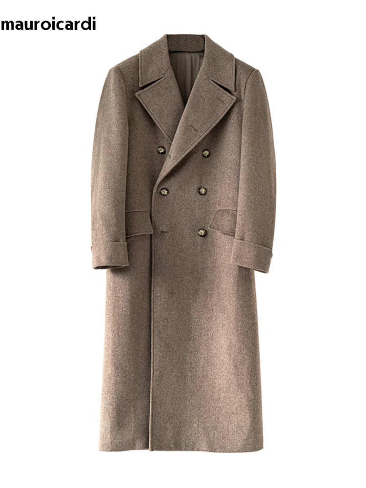 Aonga Autumn Winter Long Warm Green Polo Coat Men Double Breasted Cool Luxury Elegant England Style Wool Blends Overcoat aonga