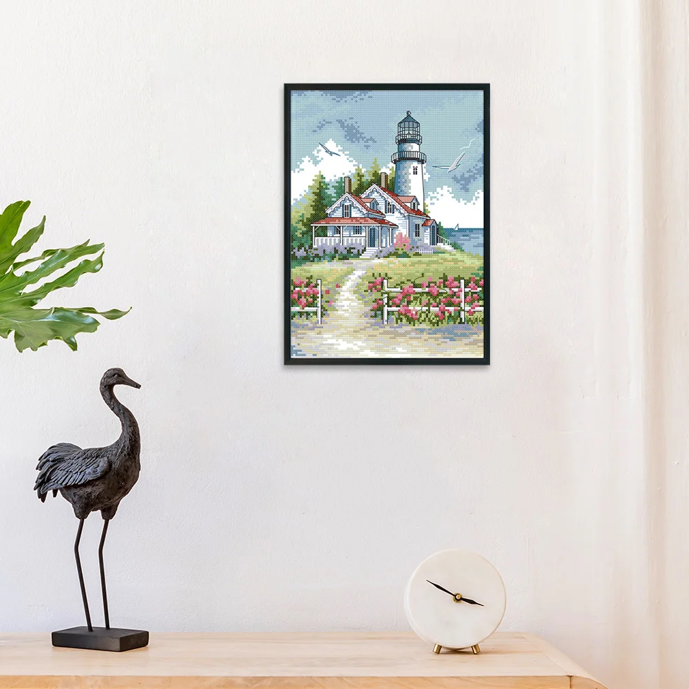 14CT Stamped Cross Stitch - Lighthouse(Canvas|21*30CM)