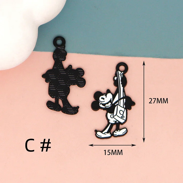  10/30pcs Cartoon Animal Mickey Charm Black Plated Anime Mickey Mouse Charms Enamel Charm Pendant Bracelet DIY Earring Necklace Key Chain Jewelry Accessories